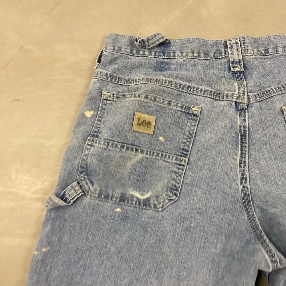Y2K baggy paint splatter Lee carpenter Jeans 34x30